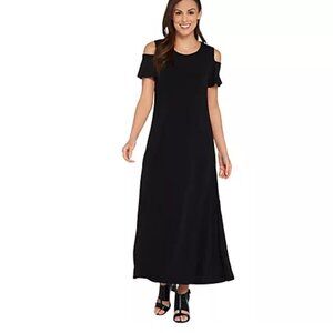 Small Maxi Dress Cold Shoulder Black A304709